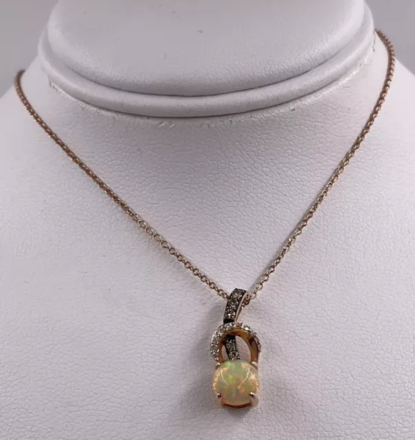 Levian 14K Rose Gold 2.70Tcw Vanilla & Chocolate Diamond Opal 18" Necklace Set