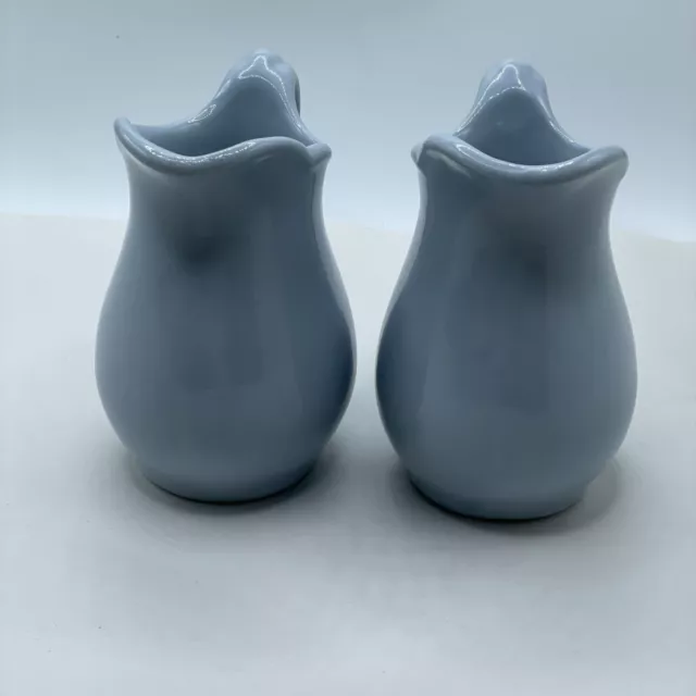 Buffalo China Blue Lune Vintage Two Milk Pitchers Creamers Restaurant Ware 16oz 3