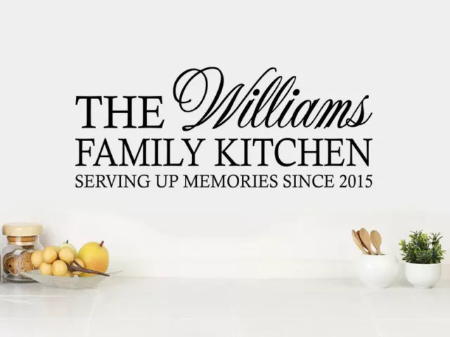 PERSONALISED "Family Kitchen..." Wall Art Sticker, Vinyl Decal, PVC Transfer.