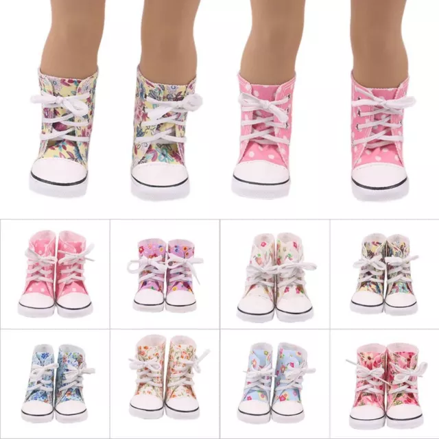 Lines 7cm 18Inch Doll American Doll Shoes Flowers Sneakers Boots Canvas Shoes