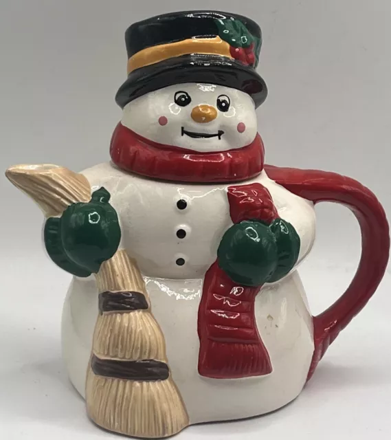 Vintage Porcelain Ceramic Snowman Teapot Home Holiday Decor