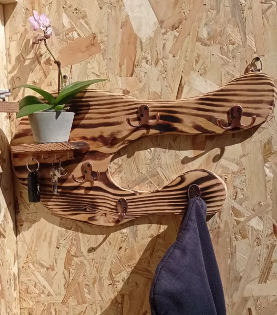 APPENDIABITI DA PARETE in legno massello realizzato a mano,con ganci  portachiavi EUR 38,00 - PicClick IT