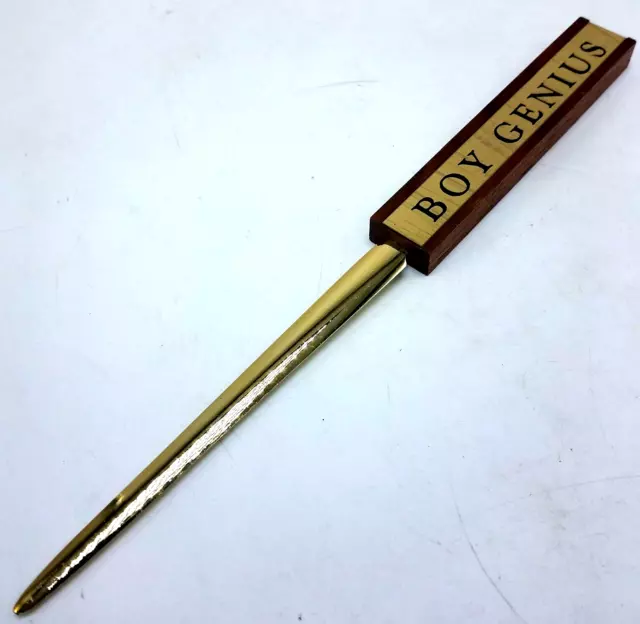 Vintage 1950s Benjor Walnut Wood "Boy Genius" Letter Opener