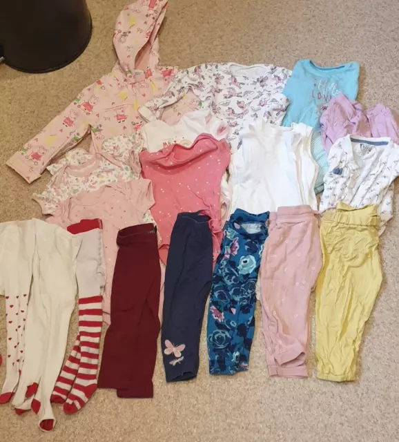 Baby Girls Clothes Bundle 12-18 Months leggings, cardigan, rain coat, bodysuit
