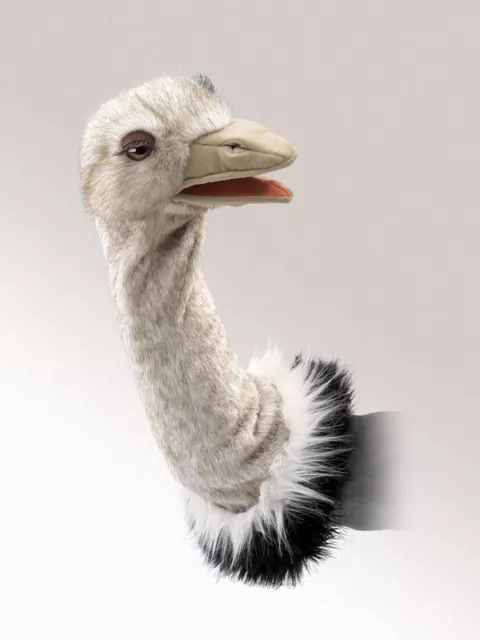 NEW PLUSH SOFT TOY Folkmanis 2872 Ostrich Stage Hand Puppet 44cm