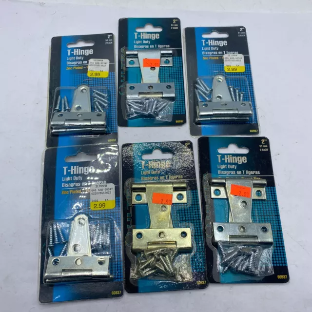 ULTRA T Hinge Light Duty Zinc Plated Fence Gate Barn Shed Door 2" 60937-LOT OF 3