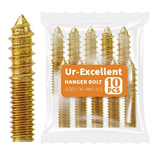 10 Pack 5/16-18 x 1-1/2 Inch Hanger Bolts Double Headed Bolts Self-Tapping Sc...