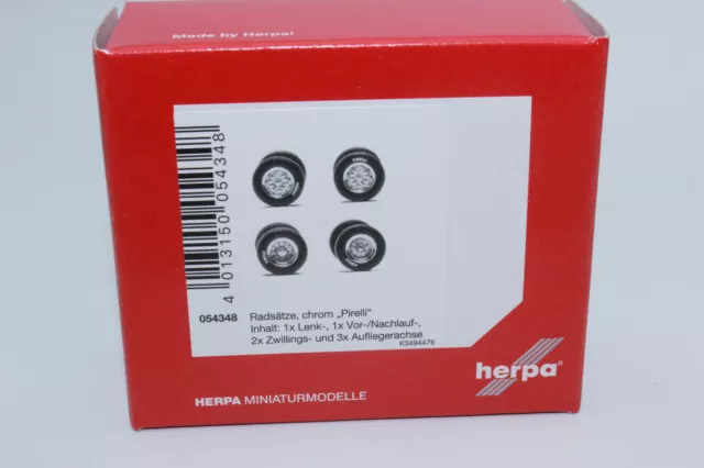 Herpa 054348 Accessory Wheel Set Chrome Pirelli Rims Tyres 1:87 H0 New Boxed