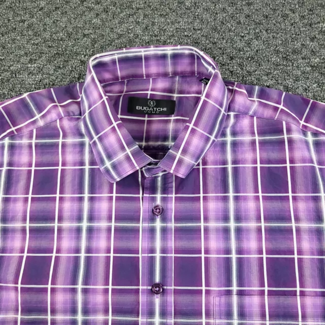 Bugatchi Uomo Dress Shirt Mens 2XL XXL Purple Flip Cuff Business Office Travel