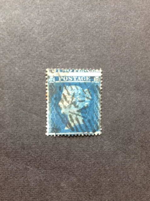 GB QV SG19 2d Blue plate 4, B-K, wmk Small Crown, perf 16, Good Used. Cat £100.