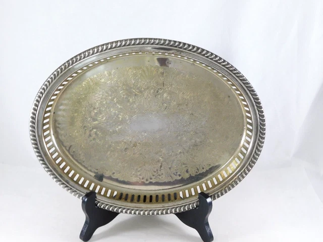 Vintage Oval Silverplate Tray  11.5”