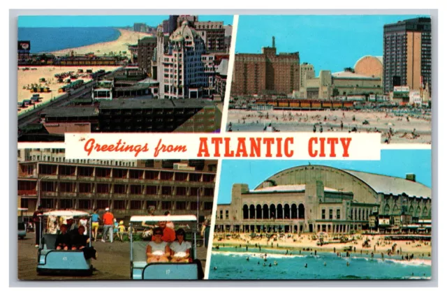 Greetings from Atlantic City NJ New Jersey Multi View Banner Chrome Postcard