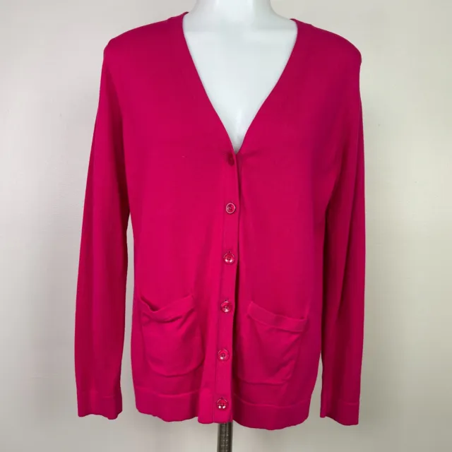 Talbots Cardigan Small Petite Pink Button-Front Pockets Cotton Blend Women's