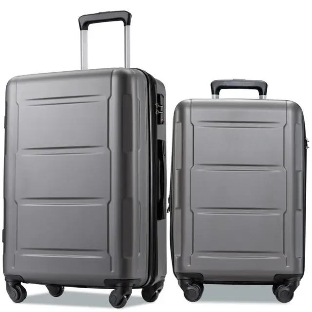 2PCS Set Carry on Luggage Travel Suitcase Hardside Spinner 20"/22"
