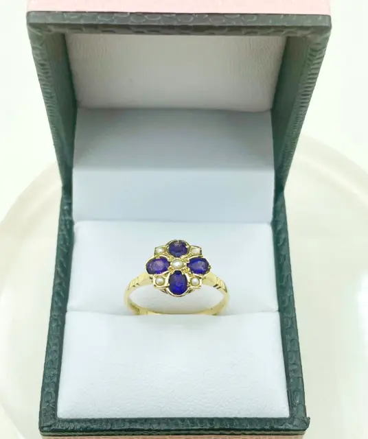 Vintage Amethyst and Pearl 9ct Gold Dress Ring