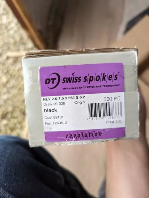 DT Swiss Revolution DB Spokes 18 Pack Black J-Bend 264mm