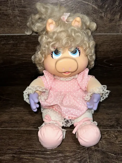 Vintage Miss Piggy 1989 Jim Hensons Muppet Babies Huggable Doll Rare Vinyl Face