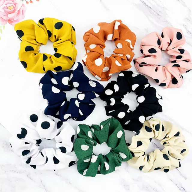 Hot Women Scrunchie Polka Hair Band Rope Elastic Tie Ponytail Holder Hair Ring