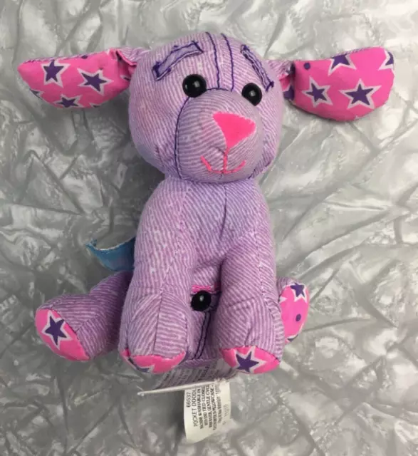 1995 Tyco Mini Doodle Bear "Dog" RARE Purple Denim Colour Stuffed Animal Plush