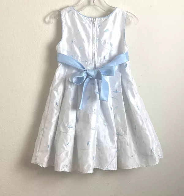 Jenny & Me Dress Toddler Girls Size 3T White & Blue Floral Embrodered 2