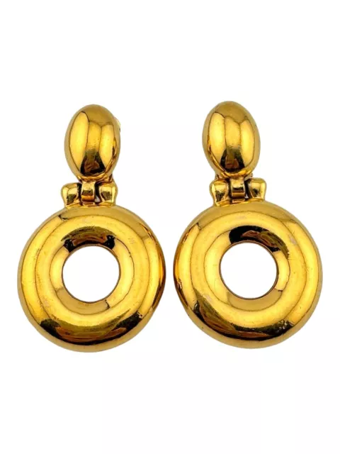 Vintage Vogue Bijoux Gold Tone Door Knocker Clip On Haute Couture Earrings