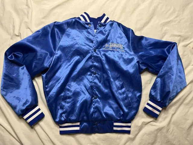 Vintage Westark USA Youth Satin Jacket MS Carriers Blue Large