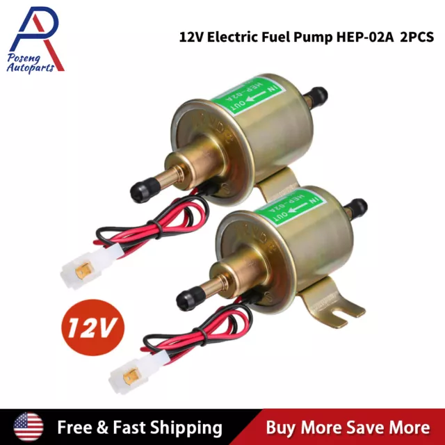 2 Packs 12V Electric Fuel Pump HEP-02A Universal Inline Low Pressure Gas Diesel
