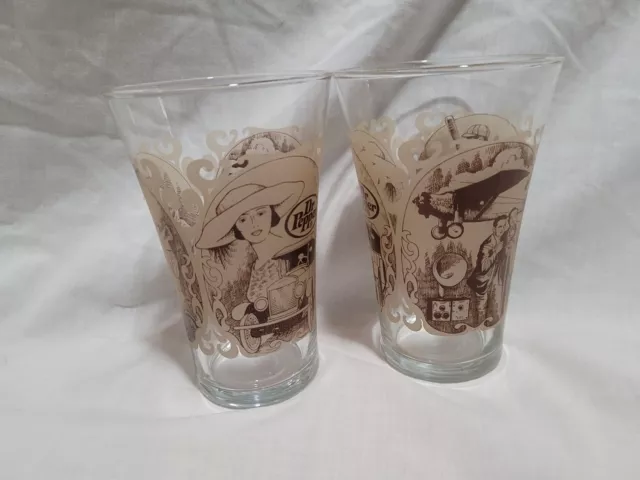 Vintage Dr. Pepper Fluted Glass Roaring 1920’s -Babe Ruth, Wright Bros. Lot of 2