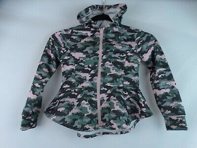 Reebok Rbk Jacket Girls Size Medium 5/6 Camouflage Pink Green Peplum Long Sleeve