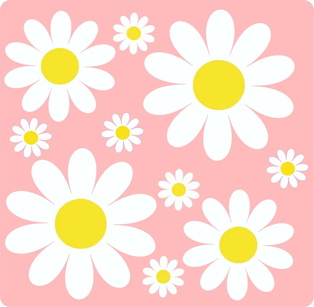 34 Daisy Flower Vinyl Decal Stickers Kit – Car Van Laptop Wall – VW Beetle Mini Camper