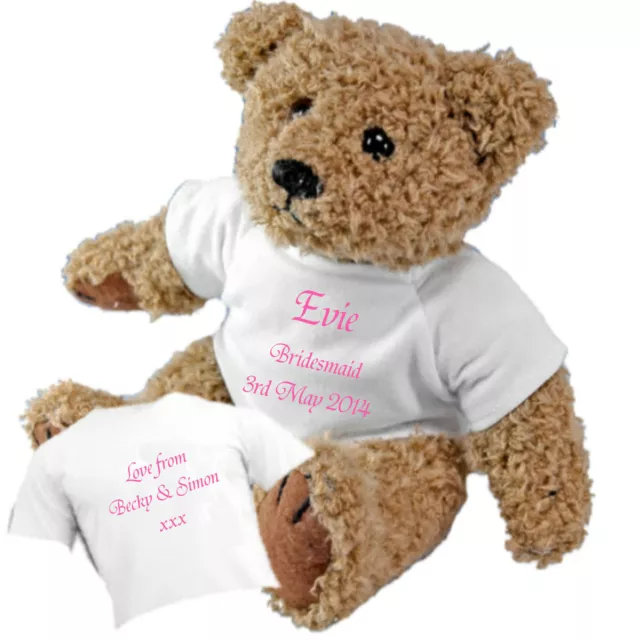Personalised Wedding Teddy Bear Bridesmaid / Page Boy / Flower Girl with a Bag
