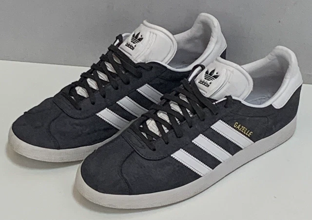 Scarpe da ginnastica Adidas Originals Gazelle da uomo in pelle scamosciata grigio bianco UK 10 EUR 44 anni '80