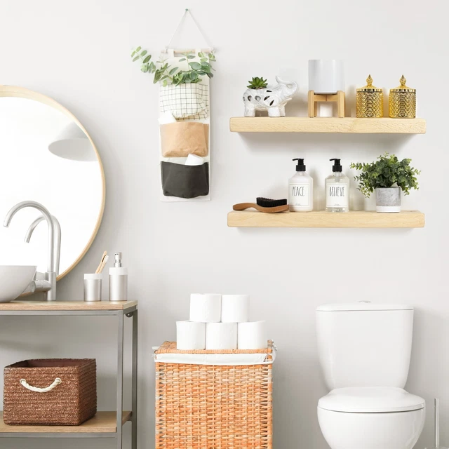 DIY Wood Floating Shelves for Wall - Recycled barnwood, Set of 2 - 18 or 24 in 2