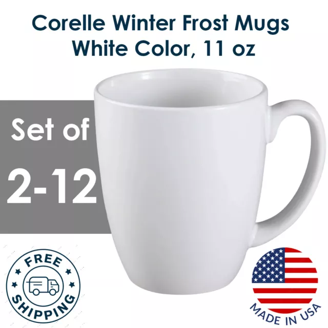 Corelle Coffee Mug Winter Frost White 11 Oz Stoneware, Set Of 8