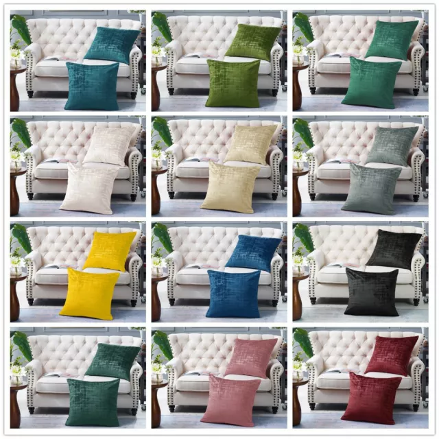 Throw Pillow Covers Set of 2 Sofa Decor Velvet Cushion Cases 2 Sizes 26 Colors