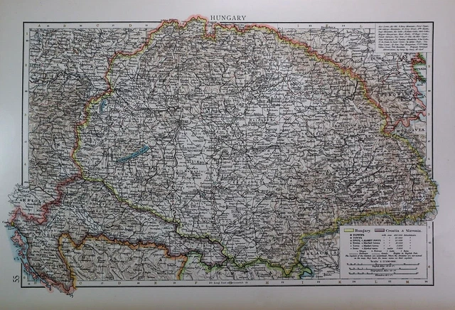 Old (11x17) 1908 Time's Atlas Map ~ HUNGARY ~ Free S&H ~Inv#472