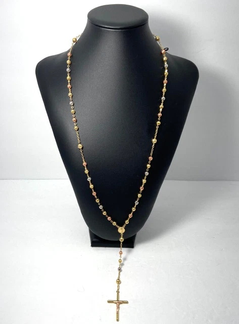 Gold Rosary Solid 10K 26 + 5 inch | 5.0mm Bead | 15.20 grams Gold Rosary Solid 10K 26 + 5 inch | 5.0mm Bead | 15.20 grams
