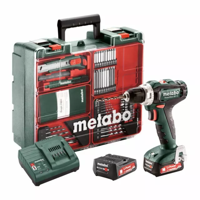 Metabo 12V Batterie Perceuse-Visseuse Powermaxx BS 12 Set 2x 2,0 Ah Mobile