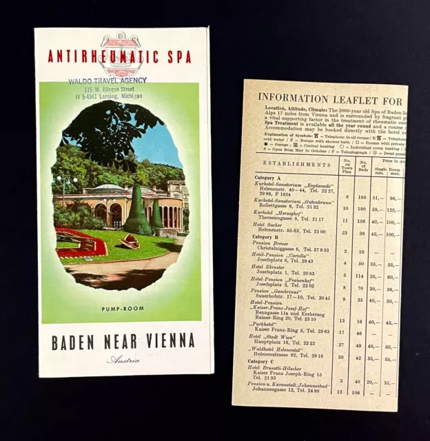 1959 Baden Austria Anti-Rheumatic Spa Health Resort Vintage Travel Brochures