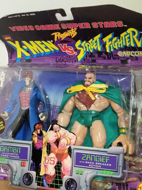 ToyBiz 1998 X-Men Vs. Street Fighter Gambit & Zangief 2 Pack Marvel Capcom read.
