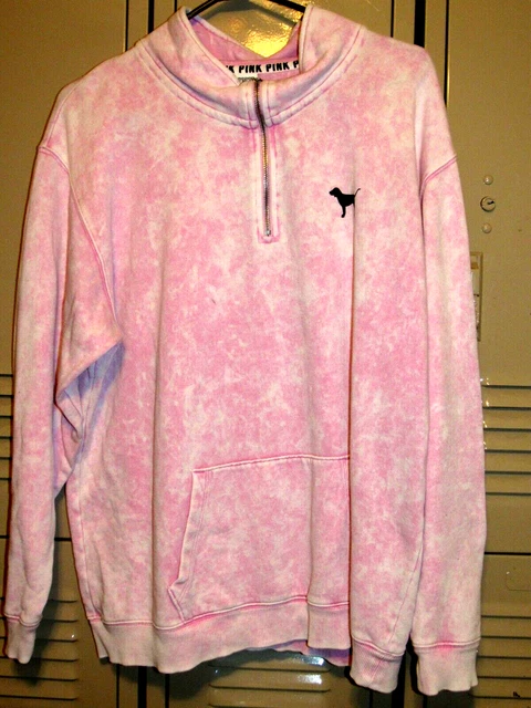Victoria Secret PINK Pullover Women's Pink Sweatshirt Half Zip Stretch Size L