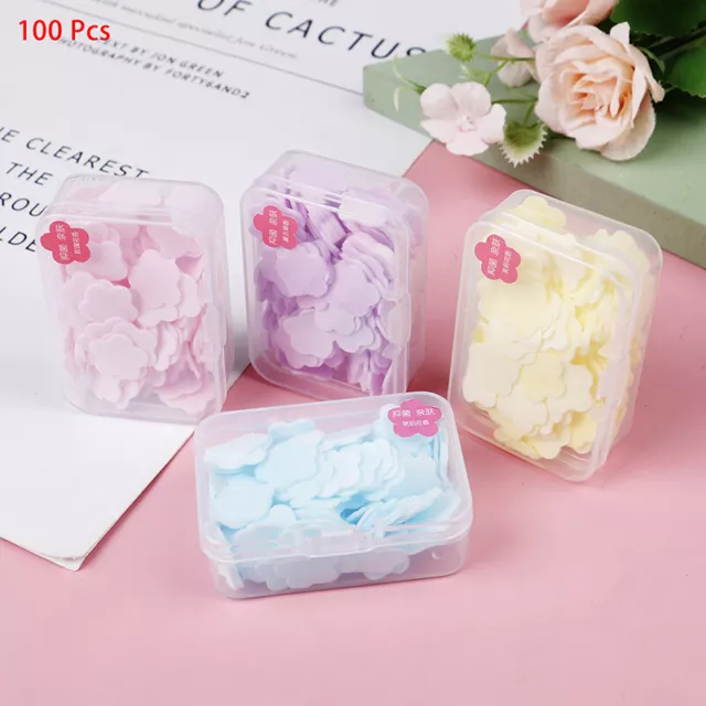 100 piezas jabones portátiles de limpieza de papel para lavar a manos baño perfume espumaA-D_