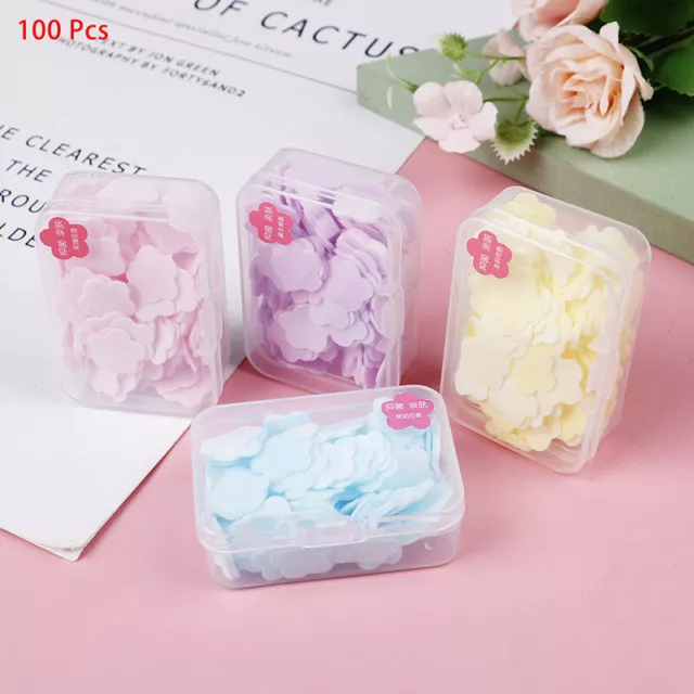 100Pcs Portable Hand Washing Paper Cleaning Soaps Bath Travel Scented FoamiA;d'