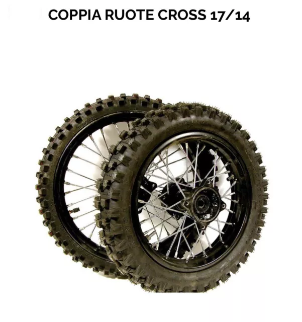COPPIA DI 2 RUOTE COMPLETE CERCHI SDG  Cross 70/100-17 E 90/100-14 Pit Bike 15mm