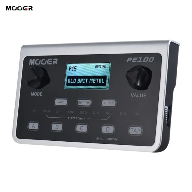 MOOER PE100 Tragbarer Multieffektprozessor Gitarreneffektpedal 40 Drum Patterns