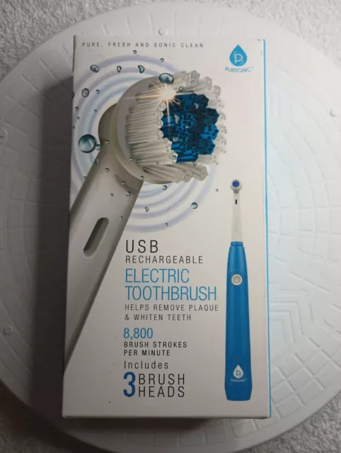 Cepillo de dientes eléctrico recargable USB con 3 cabezales de cepillo - Nuevo sellado