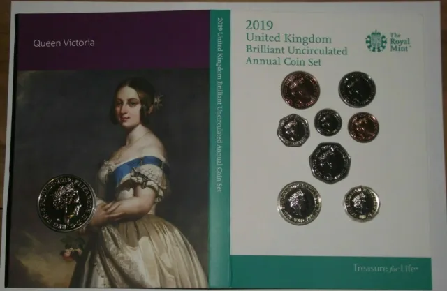 2019 United Kingdom BU Brilliant Uncirculated Annual coin set + £5 Queen coin