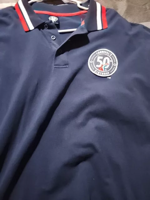 New Carnival Cruise Line 50th Birthday Blue Polo X large