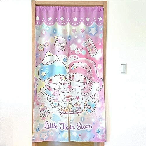 Little Twin Stars Kiki & Lala Japanese Noren Doorway Curtain 85 x 150cm Japan