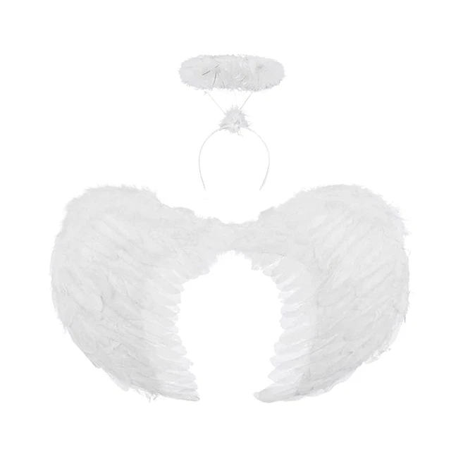 Halo Wings Set Kids Girls Angel Fairy Feather Wings Halo Costume Fancy Christmas